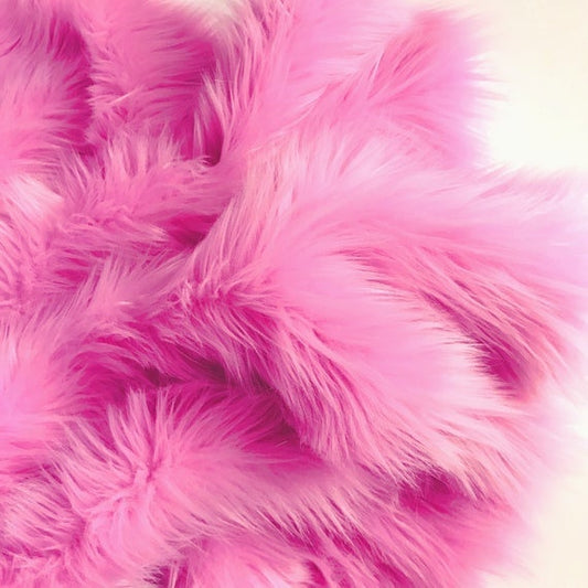 Solid Shaggy Faux Fur Fabric - Sold By Yard - 60" Width For Coats Costumes Scarfs Rugs Crafts Decor - Quilting,Pillows, Throws Bubble Gum