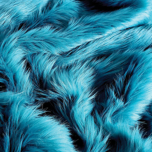 Solid Shaggy Faux Fur Fabric - Sold By Yard - 60" Width For Coats Costumes Scarfs Rugs Crafts Decor - Quilting, Pillows, Throws, Teal Blue