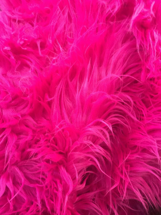 Mongolian Faux Fur Fabric - Sold By Yard - 60" Width For Coats Costumes Scarfs Rugs Crafts Decor - Quilting, Pillows, Throws, Fuchsia