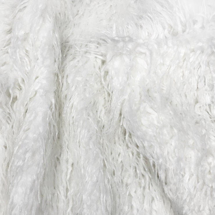 Mongolian Faux Fur Fabric - Sold By Yard - 60" Width For Coats Costumes Scarfs Rugs Crafts Decor - Quilting, Pillows, Throws, White