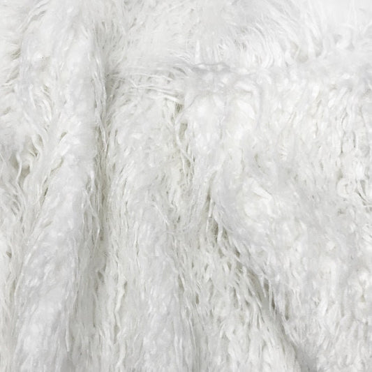 Mongolian Faux Fur Fabric - Sold By Yard - 60" Width For Coats Costumes Scarfs Rugs Crafts Decor - Quilting, Pillows, Throws, White