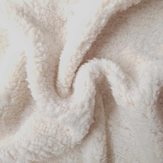 Sherpa Fabric By Yard - Cuddle Minky Sherpa Fleece Lamb Wool Design Fabric - IVORY - For Throw Blanket, Super Soft Mink Fleece Couch Blanket