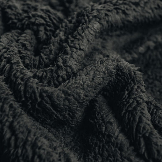 Sherpa Fabric By Yard - Cuddle Minky Sherpa Fleece Lamb Wool Design Fabric - BLACK - For Throw Blanket, Super Soft Mink Fleece Couch Blanket