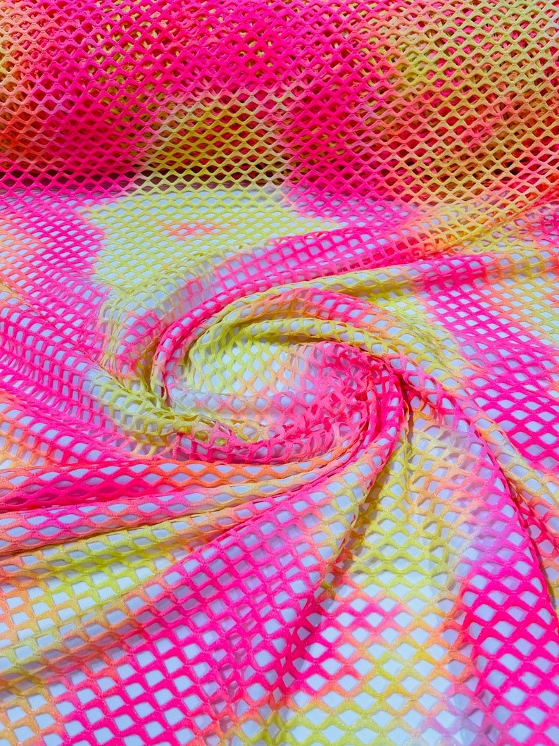 Diamond Fishnet Fabric - Lux Fishnet Diamond Mesh Tie Dye With