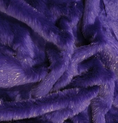 TINSEL - Faux Fur Fabric Long Pile Sparkling Tinsel - PURPLE