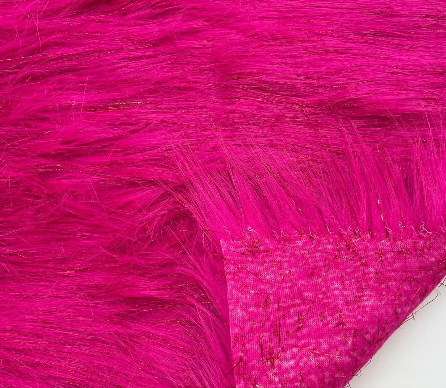 TINSEL - Faux Fur Fabric Long Pile Sparkling Tinsel - FUCHSIA - Sold By Yard- For Blankets Fashion Clothing Coats - Scarfs Rugs Crafts Decor