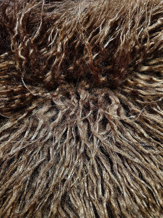 ALPACA - BROWN - Faux Fur Long Pile Curly Fabric Alpaca - Sold By The Yard - For Blankets Fashion Clothing Coats - Scarfs Rugs Crafts Decor