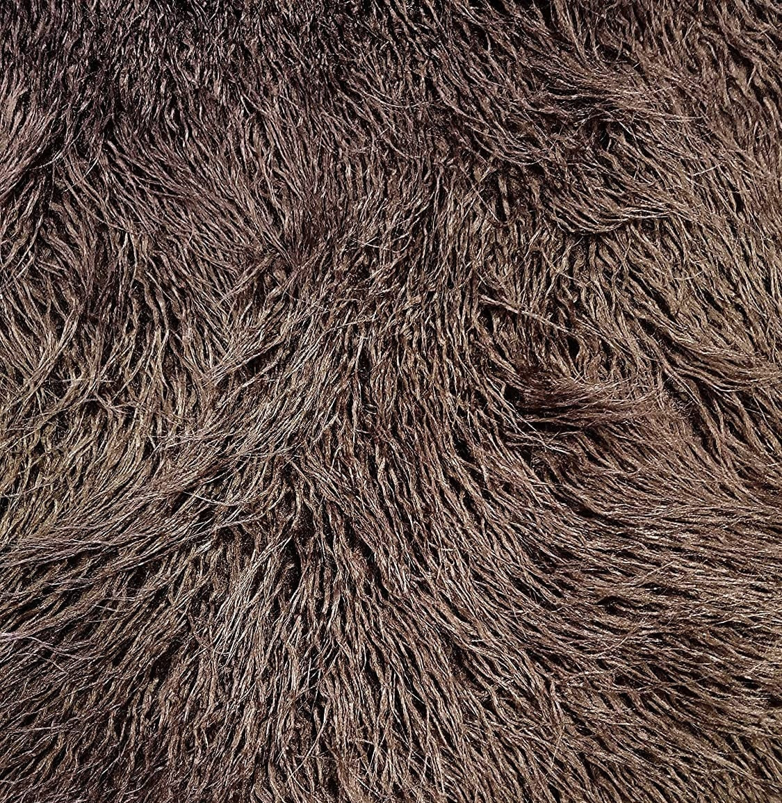 ALPACA - BROWN - Faux Fur Long Pile Curly Fabric Alpaca - Sold By The Yard - For Blankets Fashion Clothing Coats - Scarfs Rugs Crafts Decor