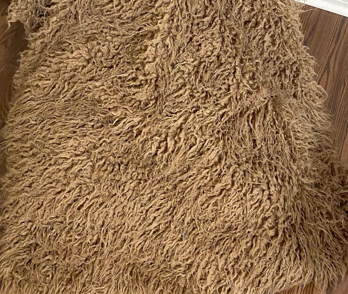 ALPACA - TAUPE - Faux Fur Long Pile Curly Fabric Alpaca - Sold By The Yard - For Blankets Fashion Clothing Coats - Scarfs Rugs Crafts Decor