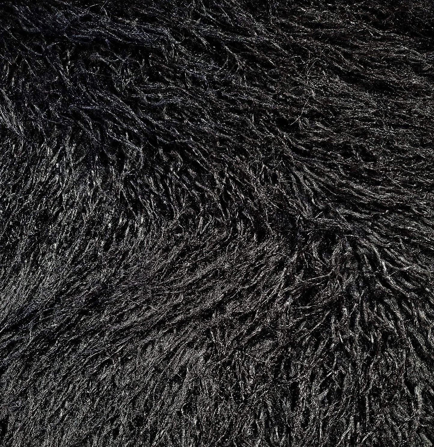 ALPACA - BLACK - Faux Fur Long Pile Curly Fabric Alpaca - Sold By The Yard - For Blankets Fashion Clothing Coats - Scarfs Rugs Crafts Decor