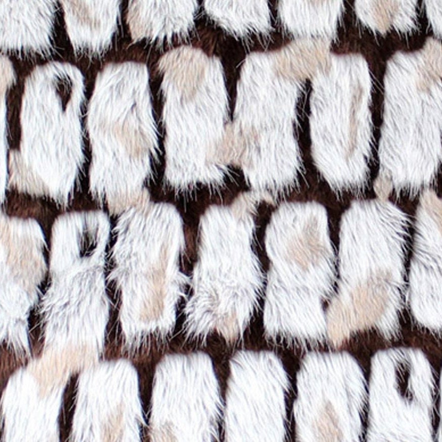 BROWN/GRAY - Faux Fur Brick Rectangle Long Pile Fur Fabric / Sold By Yard -For Blankets Fashion Clothing Coats - Scarfs Rugs Crafts Decor