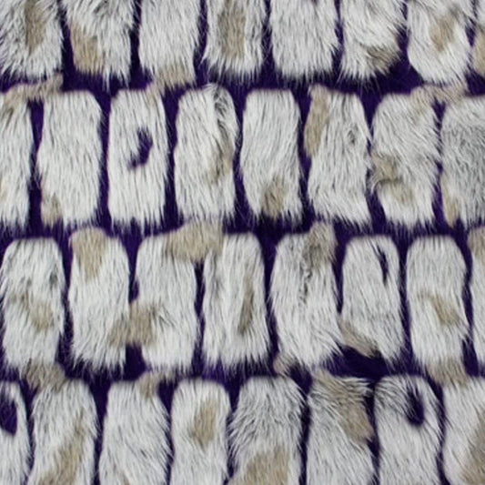 VIOLET/GRAY - Faux Fur Brick Rectangle Long Pile Fur Fabric / Sold By Yard -For Blankets Fashion Clothing Coats - Scarfs Rugs Crafts Decor