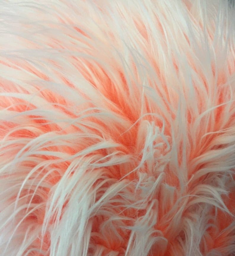 FROSTED POLAR - Faux Fake Fur Long Pile Fabric - ORANGE - By The Yard -For Blankets Fashion Clothing Coats - Scarfs Rugs Crafts Decor -