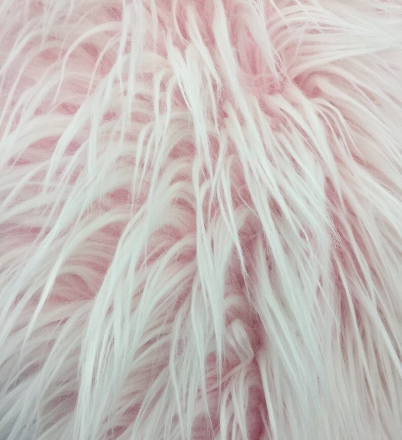 FROSTED POLAR - Faux Fake Fur Long Pile Fabric - PINK - By The Yard -For Blankets Fashion Clothing Coats - Scarfs Rugs Crafts Decor -