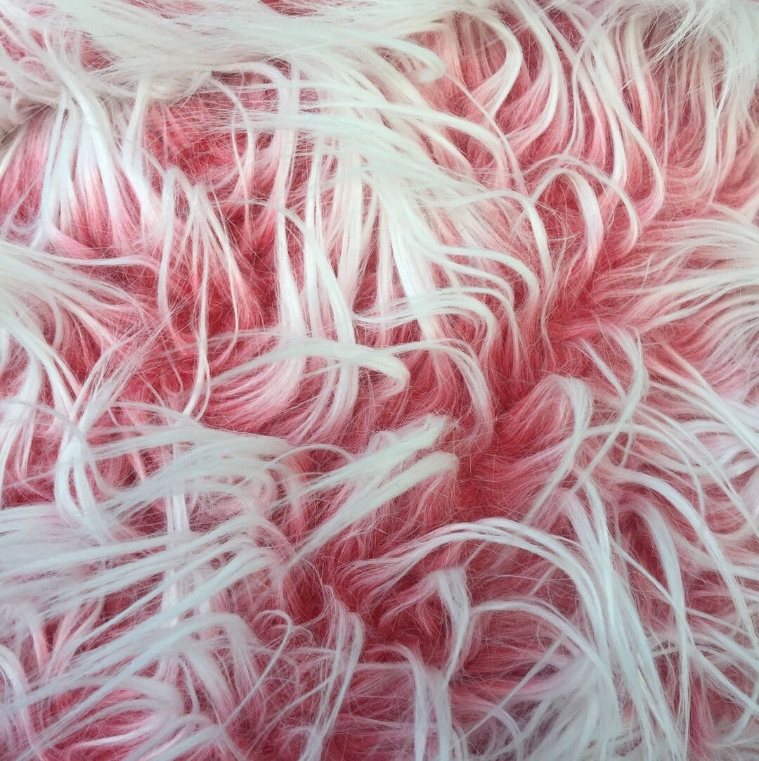 FROSTED POLAR - Faux Fake Fur Long Pile Fabric - RED - By The Yard -For Blankets Fashion Clothing Coats - Scarfs Rugs Crafts Decor -