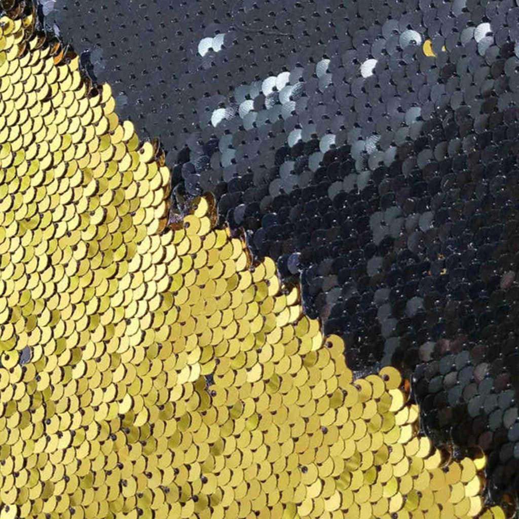 Flip Sequin Fabric Mermaid Reversible Sequin Fabric - GOLD/BLACK - Fabric Sequin Fabric for Sewing  By The Yard -Evening Dress Party