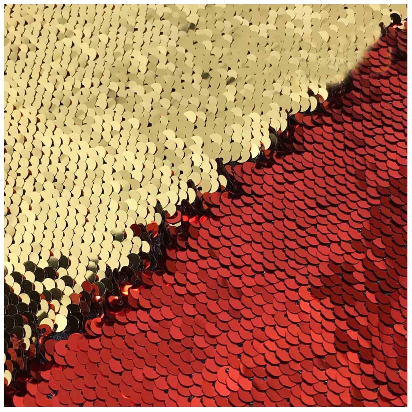 Flip Sequin Fabric Mermaid Reversible Sequin Fabric - GOLD/RED - Fabric Sequin Fabric for Sewing  By The Yard -Evening Dress Party