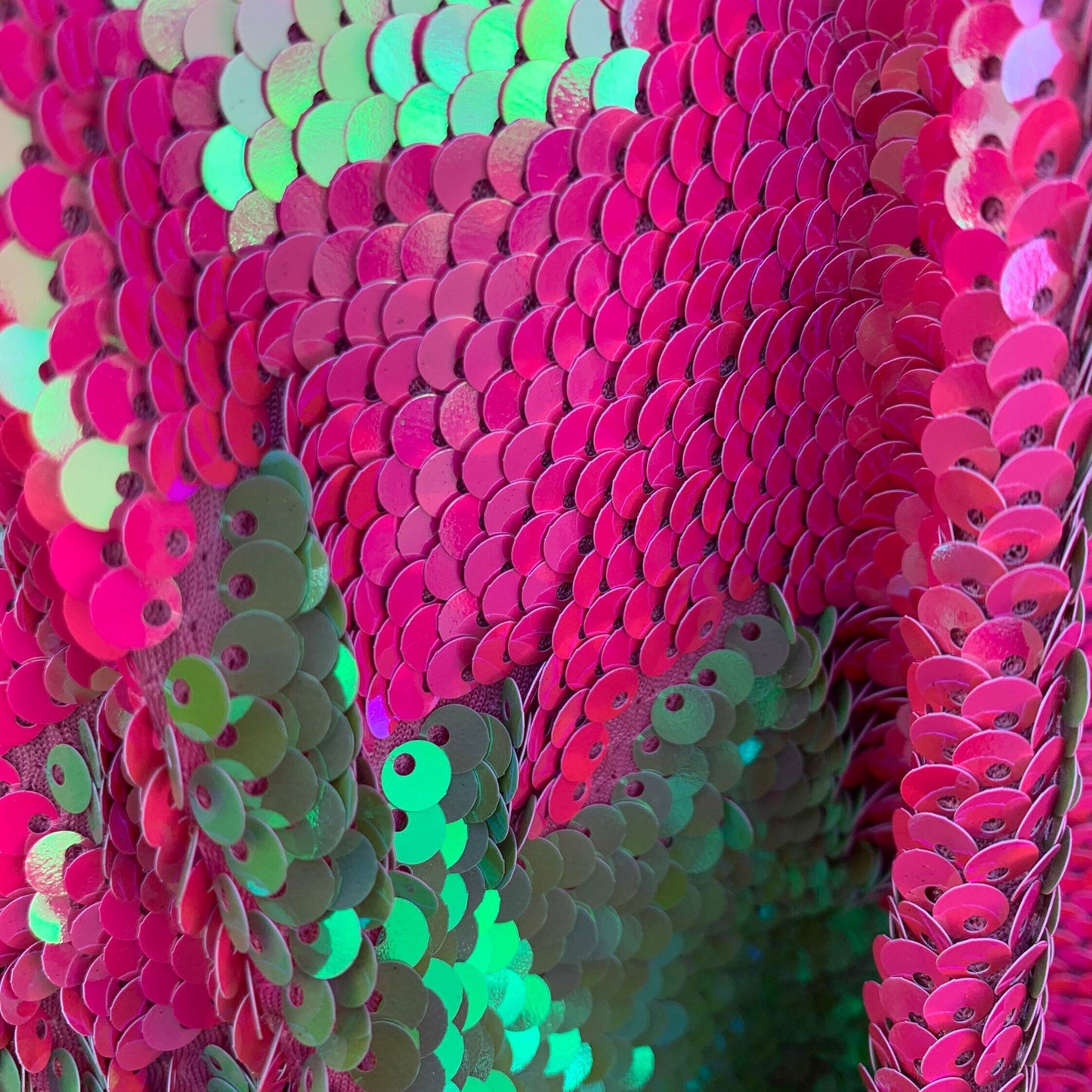 Flip Sequin Fabric Mermaid Reversible Sequin Fabric - PINK/GREEN- Fabric Sequin Fabric for Sewing  By The Yard -Evening Dress Party