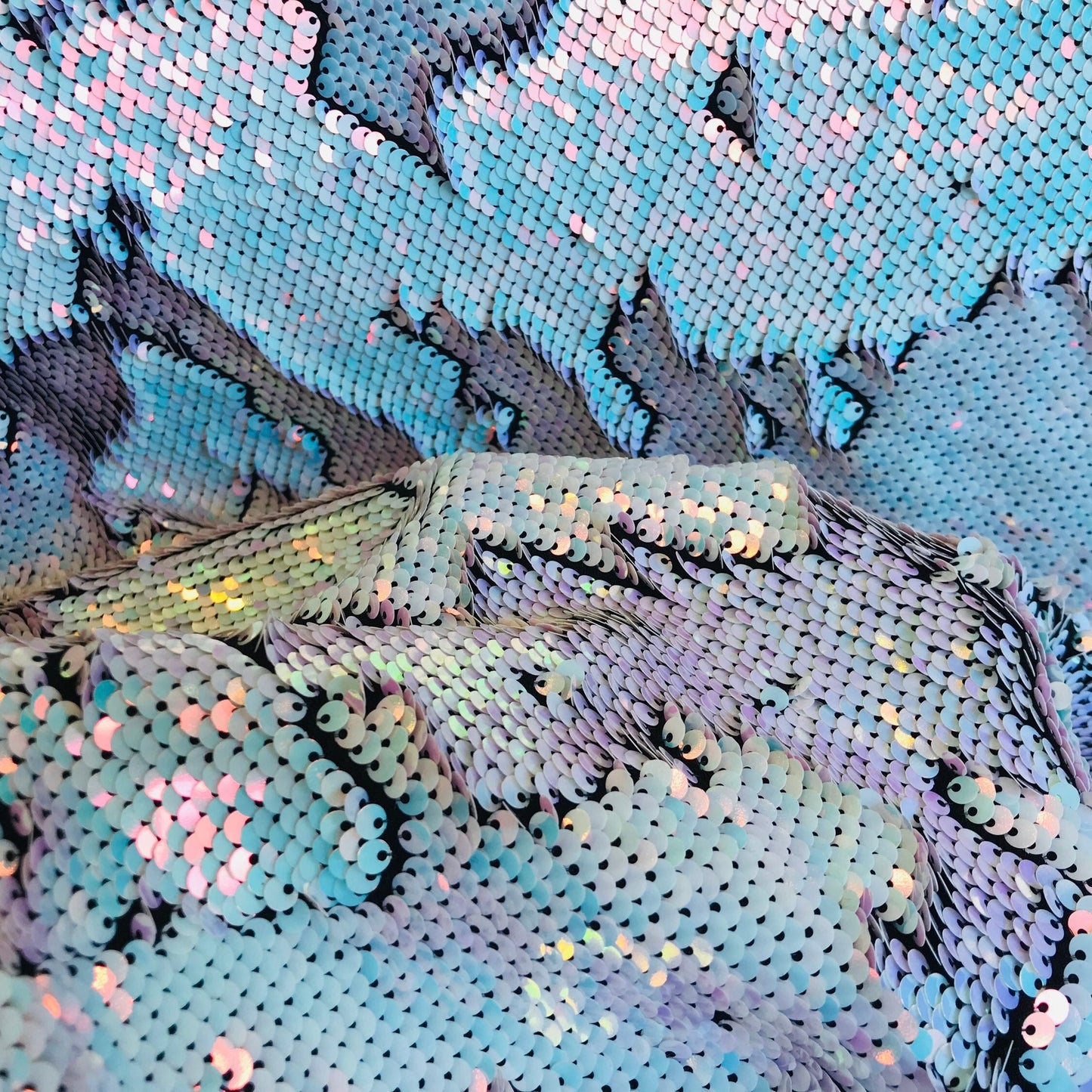 Flip Sequin Fabric Mermaid Reversible Sequin Fabric - AQUA/PINK - Fabric Sequin Fabric for Sewing  By The Yard -Evening Dress Party