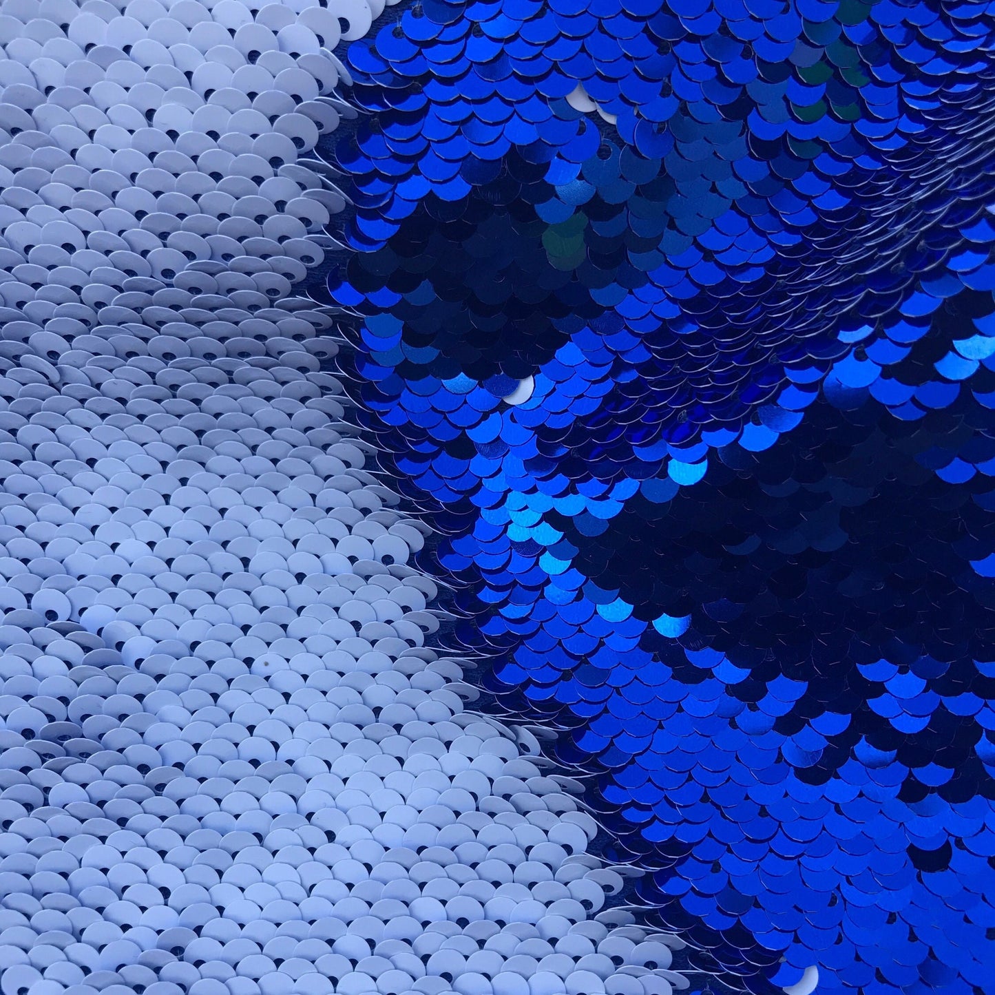 Flip Sequin Fabric Mermaid Reversible Sequin Fabric - ROYAL/ WHITE - Fabric Sequin Fabric for Sewing  By The Yard -Evening Dress Party