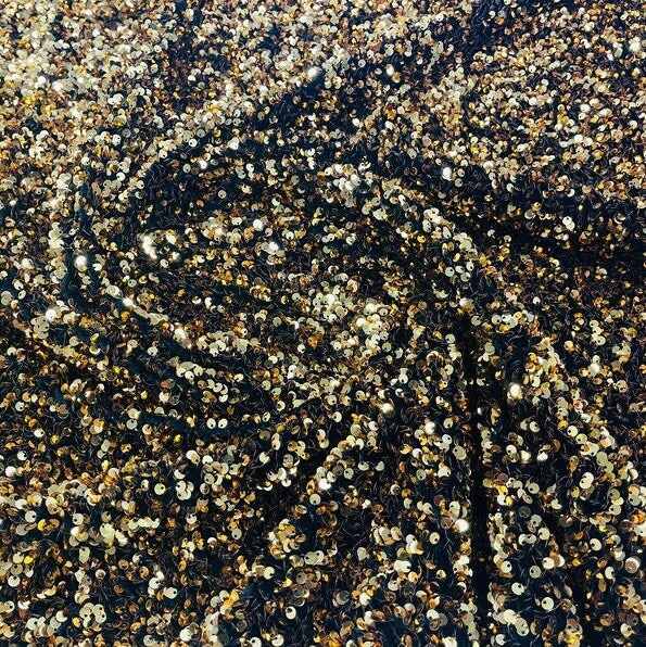 SEQUIN VELVET - Sequins on a Stretch Velvet 2-Way Stretch Sold By The Yard. GOLD - For Fashion Dress Evening Dress Prom Quinceanera