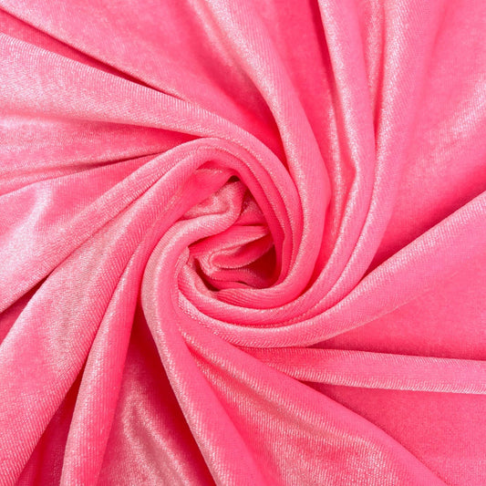 SPANDEX VELVET - Stretch Velvet Fabric for Sewing Apparel Costumes Craft, Sold By The Yard. Candy Pink