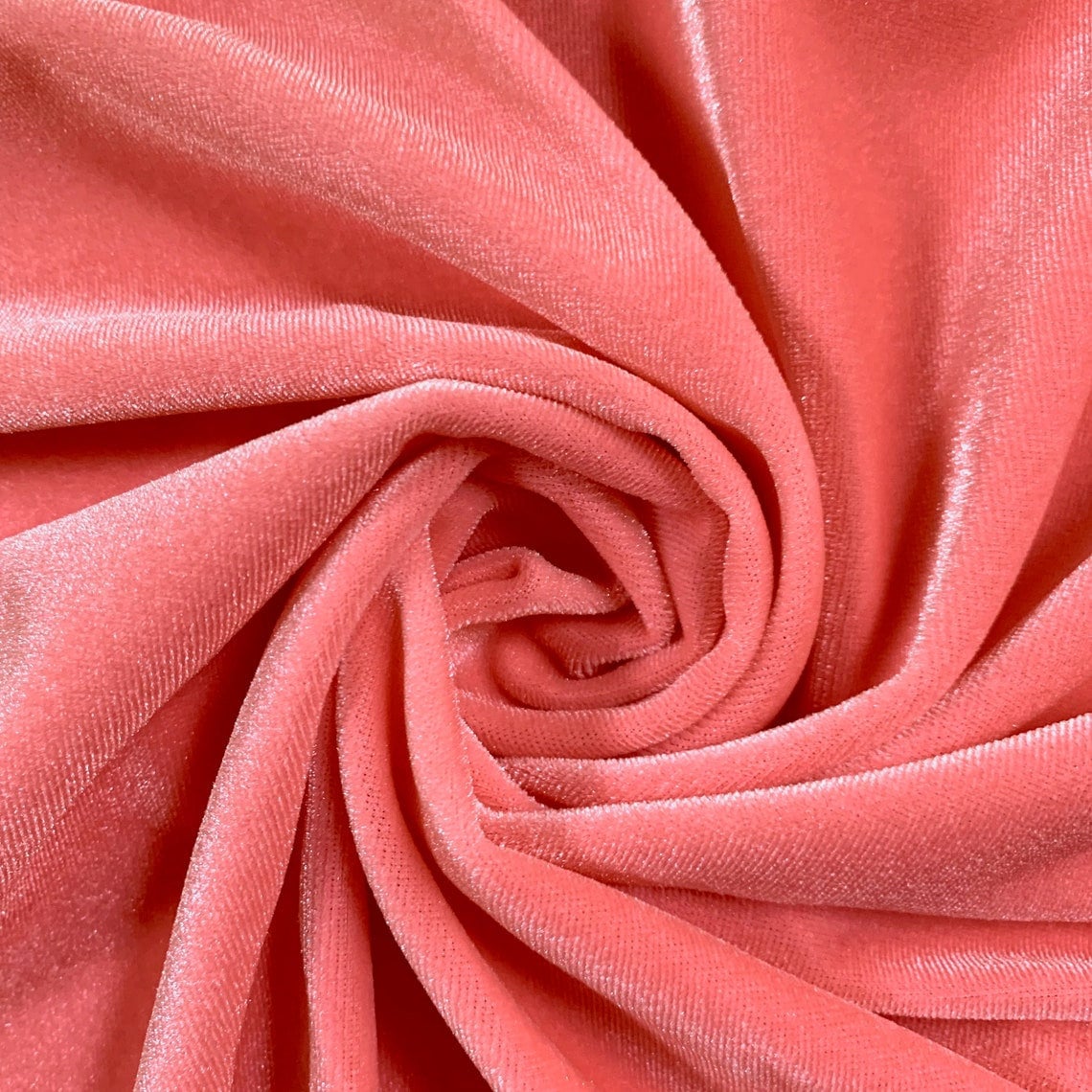 SPANDEX VELVET - Stretch Velvet Fabric for Sewing Apparel Costumes Craft, Sold By The Yard. Coral