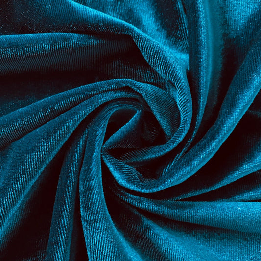 SPANDEX VELVET - Stretch Velvet Fabric for Sewing Apparel Costumes Craft, Sold By The Yard. Teal Blue