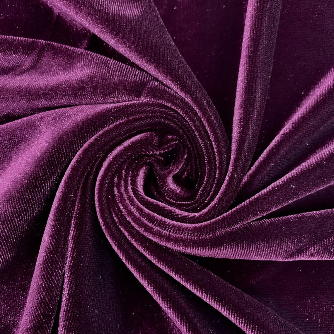 SPANDEX VELVET - Stretch Velvet Fabric for Sewing Apparel Costumes Craft, Sold By The Yard. Eggplant