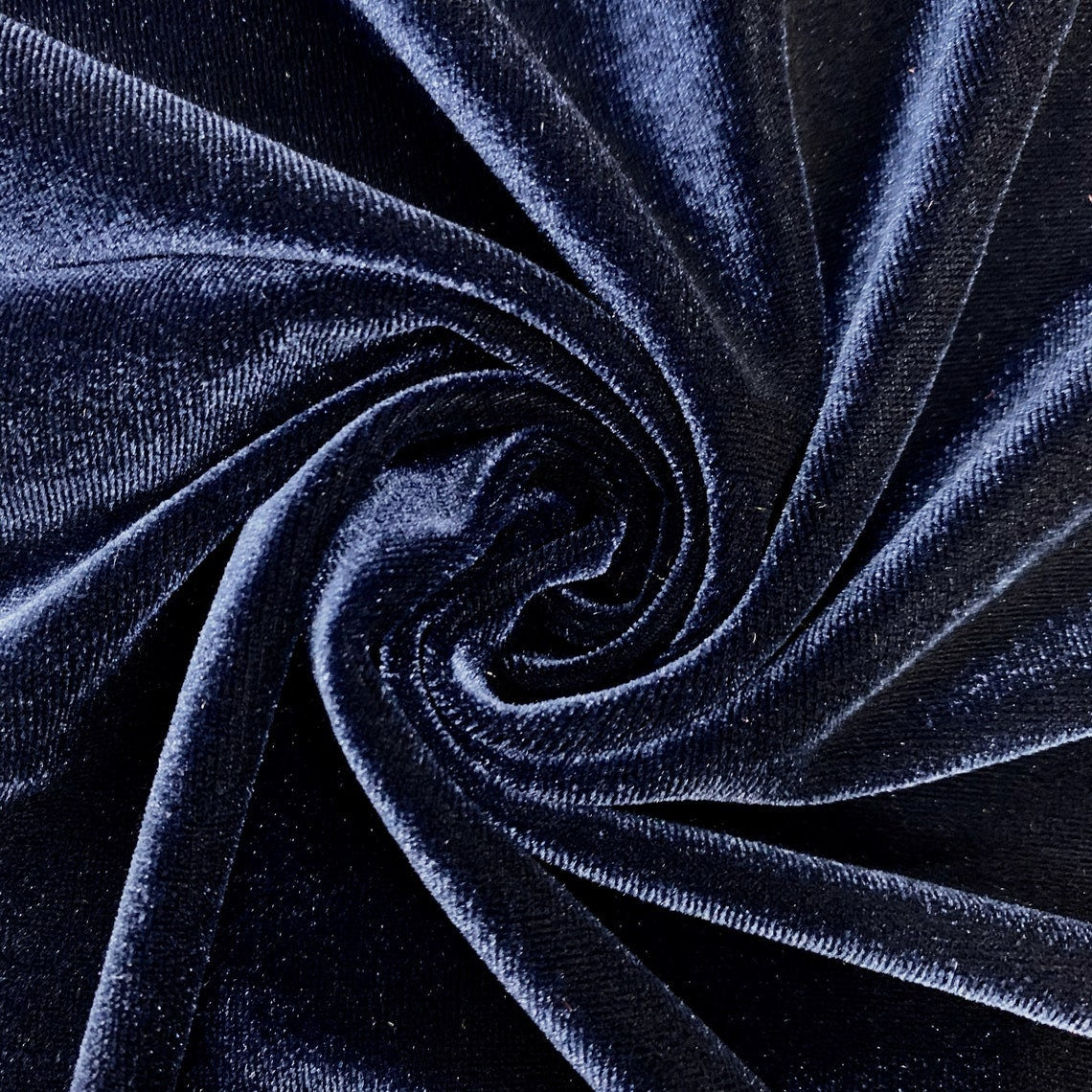 SPANDEX VELVET - Stretch Velvet Fabric for Sewing Apparel Costumes Craft, Sold By The Yard. Navy Blue