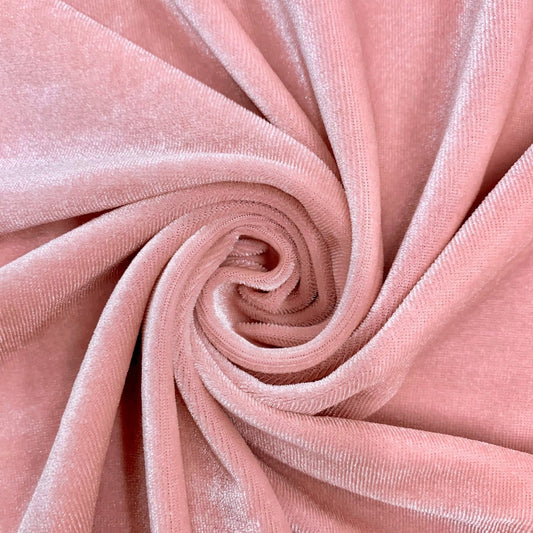 SPANDEX VELVET - Stretch Velvet Fabric for Sewing Apparel Costumes Craft, Sold By The Yard. Baby Pink