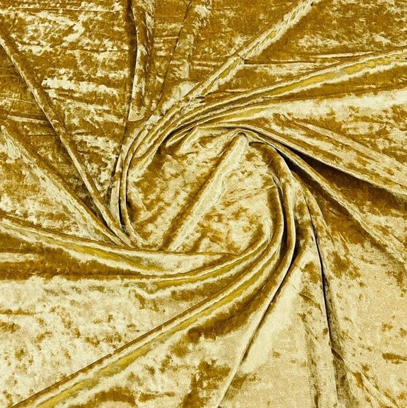 CRUSHED VELVET -  Spandex Stretch Crushed Velvet Fabric for Sewing Apparel Costumes Craft, Sold By The Yard. GOLD