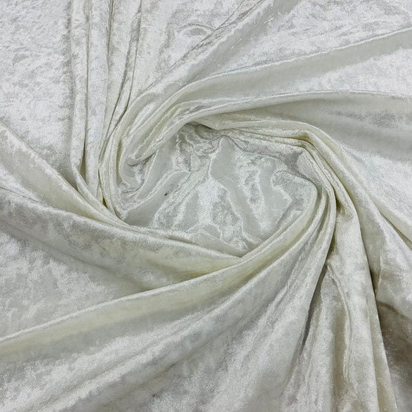 CRUSHED VELVET -  Spandex Stretch Crushed Velvet Fabric for Sewing Apparel Costumes Craft, Sold By The Yard. IVORY