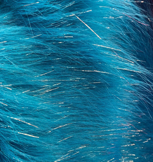 TINSEL - Faux Fur Fabric Long Pile Sparkling Tinsel TURQUOISE - Sold By Yard- For Blankets Fashion Clothing Coats - Scarfs Rugs Crafts Decor