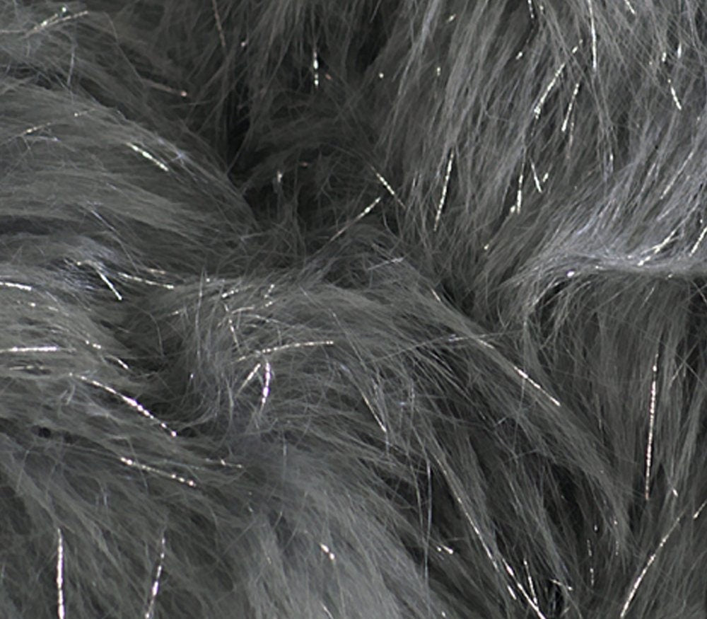 TINSEL - Faux Fur Fabric Long Pile Sparkling Tinsel - GRAY - Sold By Yard- For Blankets Fashion Clothing Coats - Scarfs Rugs Crafts Decor