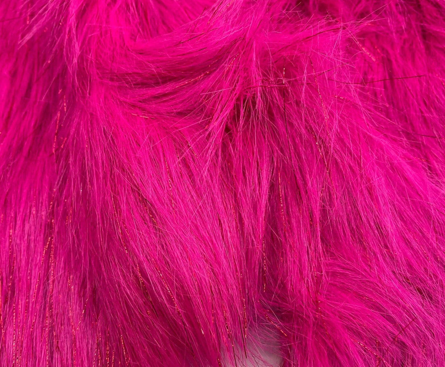 TINSEL - Faux Fur Fabric Long Pile Sparkling Tinsel - FUCHSIA - Sold By Yard- For Blankets Fashion Clothing Coats - Scarfs Rugs Crafts Decor