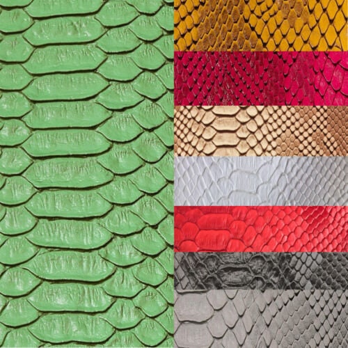 Viper Snake Embossed Vinyl Leather Fabric - 11 COLORS - 52 Sold By Th