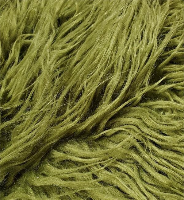 ALPACA - OLIVE - Faux Fur Long Pile Curly Fabric Alpaca - Sold By The Yard - For Blankets Fashion Clothing Coats - Scarfs Rugs Crafts Decor