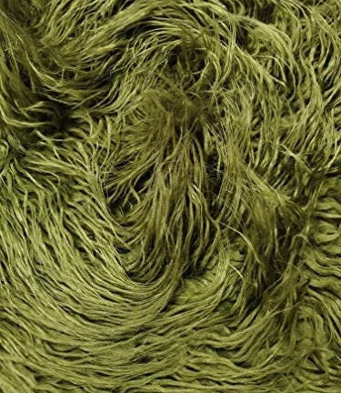 ALPACA - OLIVE - Faux Fur Long Pile Curly Fabric Alpaca - Sold By The Yard - For Blankets Fashion Clothing Coats - Scarfs Rugs Crafts Decor