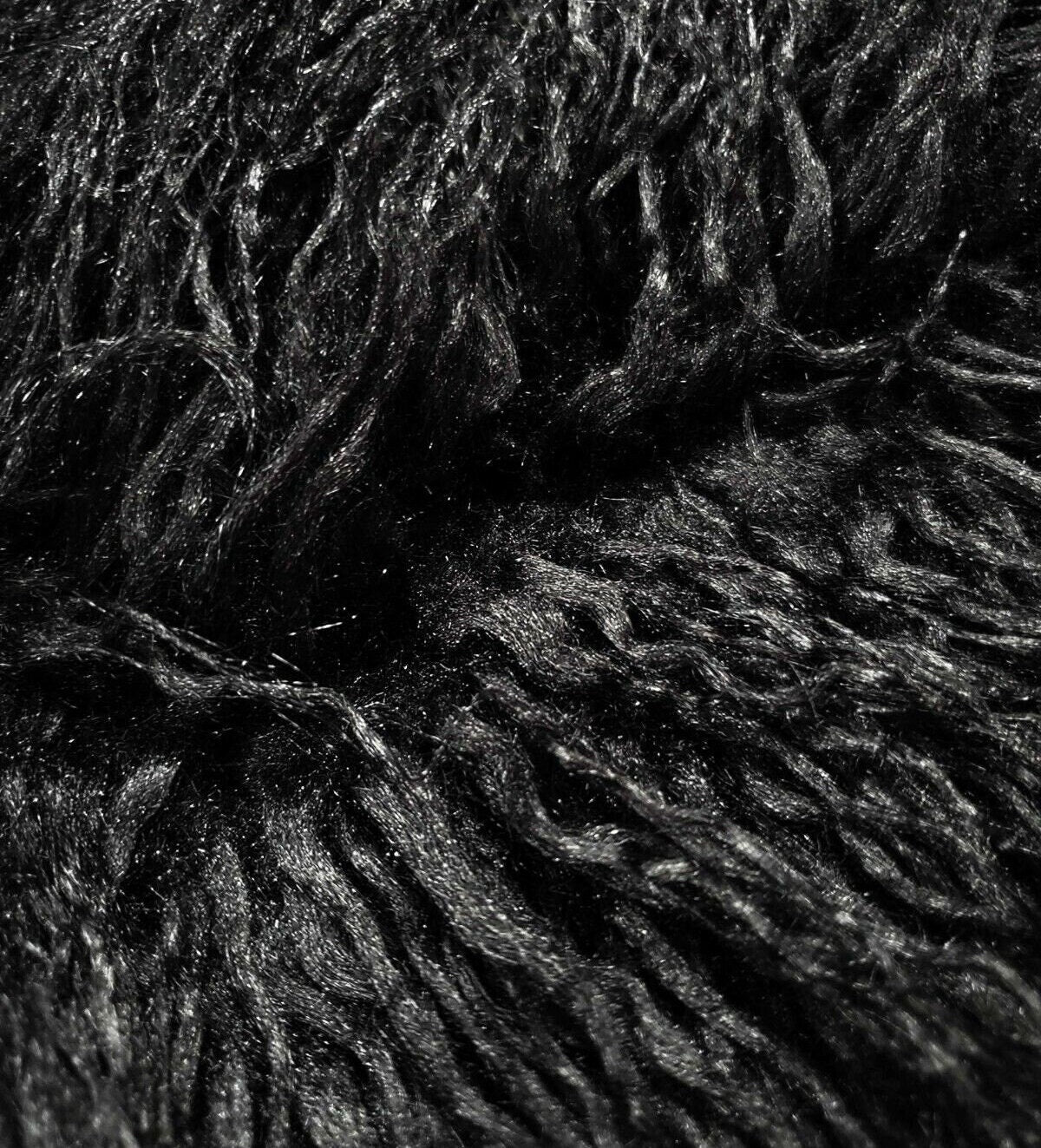 ALPACA - BLACK - Faux Fur Long Pile Curly Fabric Alpaca - Sold By The Yard - For Blankets Fashion Clothing Coats - Scarfs Rugs Crafts Decor