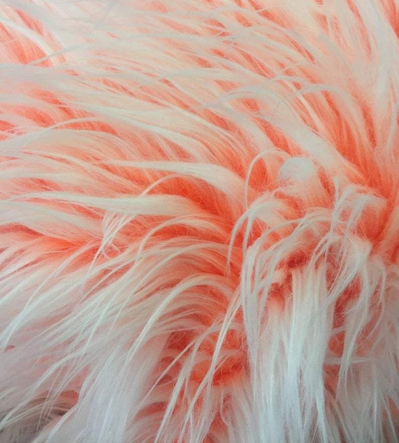 FROSTED POLAR - Faux Fake Fur Long Pile Fabric - ORANGE - By The Yard -For Blankets Fashion Clothing Coats - Scarfs Rugs Crafts Decor -