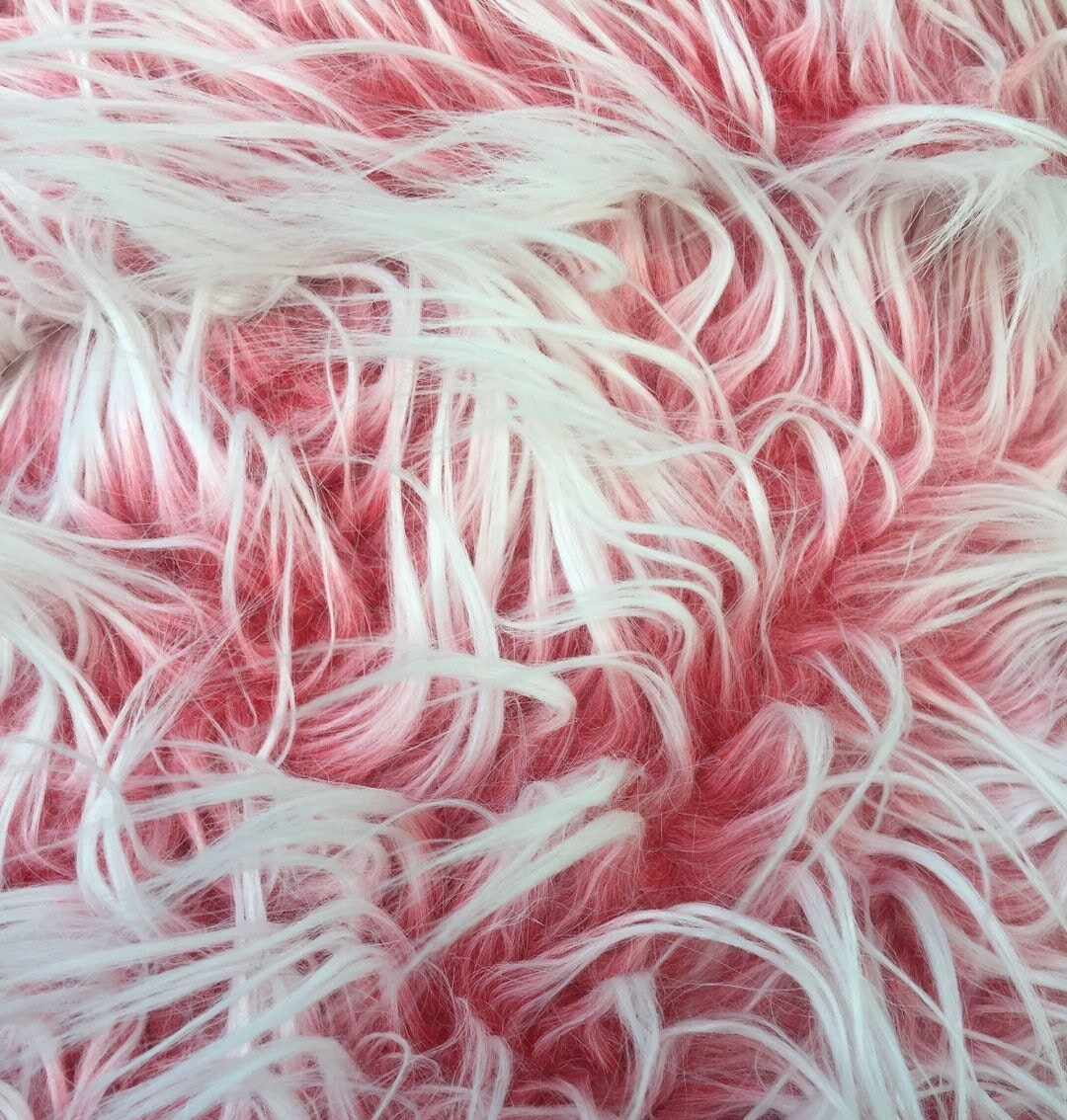 FROSTED POLAR - Faux Fake Fur Long Pile Fabric - RED - By The Yard -For Blankets Fashion Clothing Coats - Scarfs Rugs Crafts Decor -