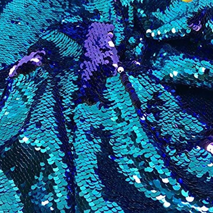 Flip Sequin Fabric Mermaid Reversible Sequin Fabric - PURPLE/TURQUOISE - Fabric Sequin Fabric for Sewing  By The Yard -Evening Dress Party