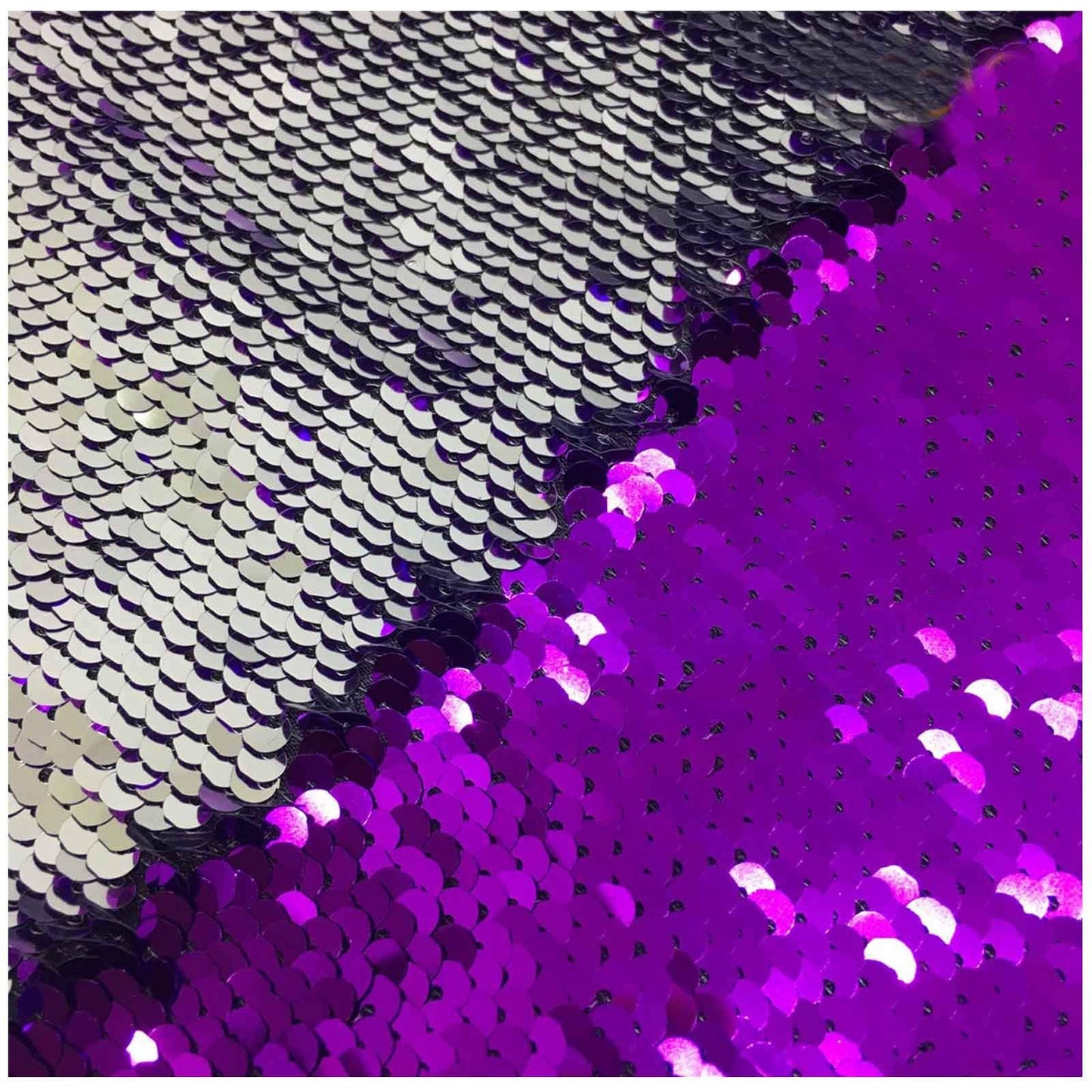 Flip Sequin Fabric Mermaid Reversible Sequin Fabric - PURPLE/SILVER - Fabric Sequin Fabric for Sewing  By The Yard -Evening Dress Party