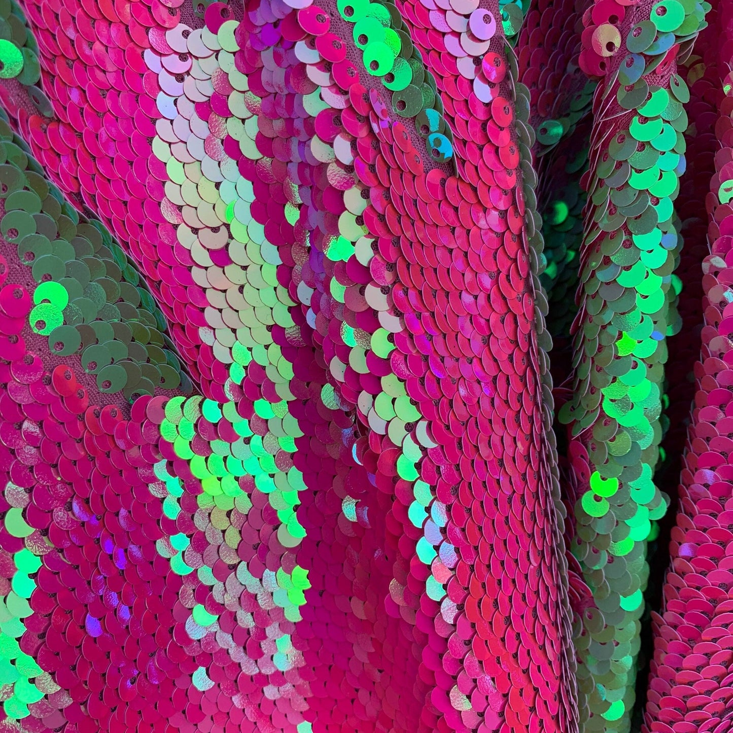 Flip Sequin Fabric Mermaid Reversible Sequin Fabric - PINK/GREEN- Fabric Sequin Fabric for Sewing  By The Yard -Evening Dress Party