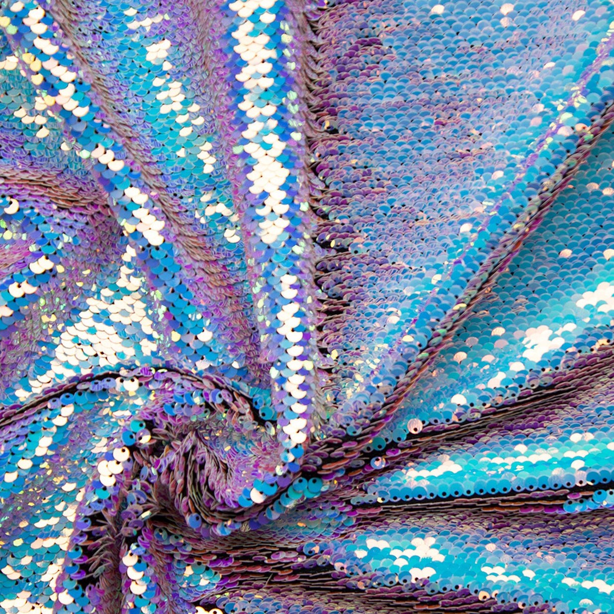 Flip Sequin Fabric Mermaid Reversible Sequin Fabric - AQUA/PINK - Fabric Sequin Fabric for Sewing  By The Yard -Evening Dress Party