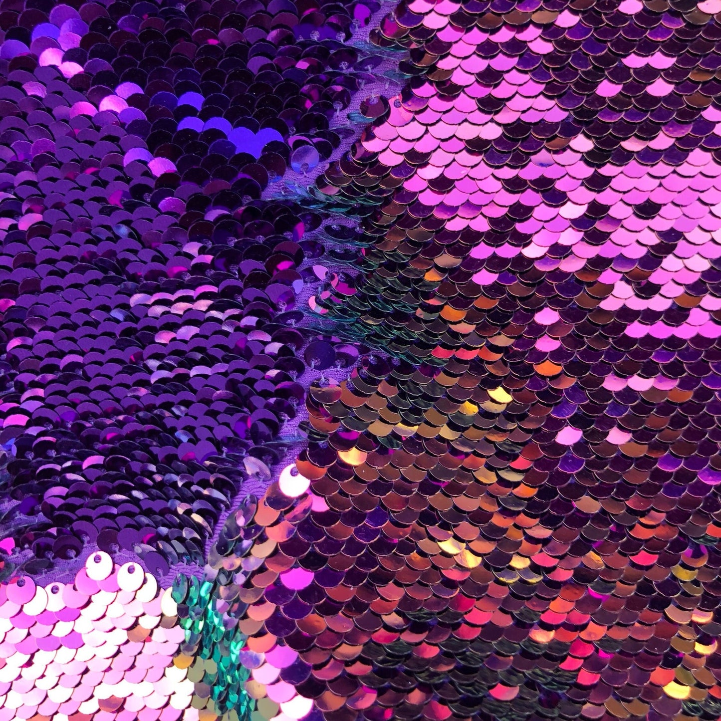 Flip Sequin Fabric Mermaid Reversible Sequin Fabric - PURPLE IRIDESCENT - Fabric Sequin Fabric for Sewing  By The Yard -Evening Dress Party