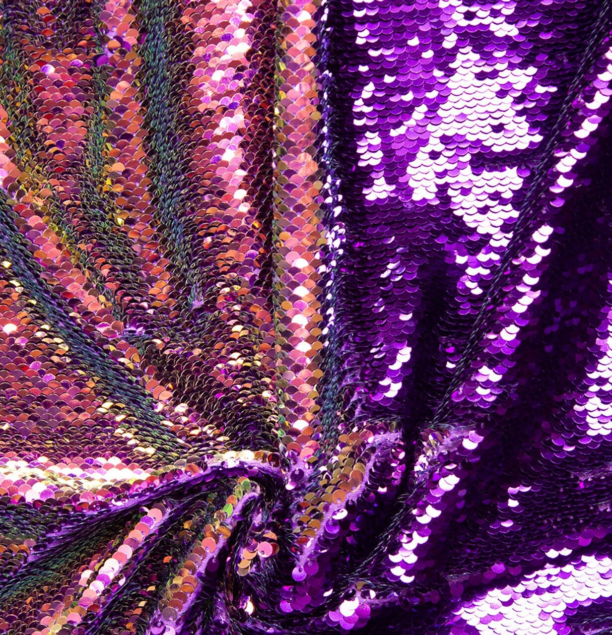 Flip Sequin Fabric Mermaid Reversible Sequin Fabric - PURPLE IRIDESCENT - Fabric Sequin Fabric for Sewing  By The Yard -Evening Dress Party