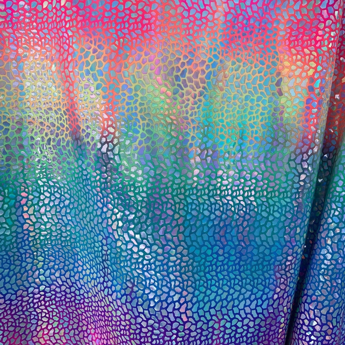 DRAGON SCALES - Print Stretch Spandex-Sold By The Yard - RAINBOW - Ideal For Costumes, Dresses, Leggings, Swimsuit and Mucho More