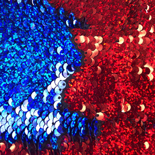 Flip Sequin Fabric Mermaid Reversible Sequin Fabric - RED - ROYAL IRIDESCENT - Fabric Sequin Fabric for Sewing  By The Yard -Evening Dress